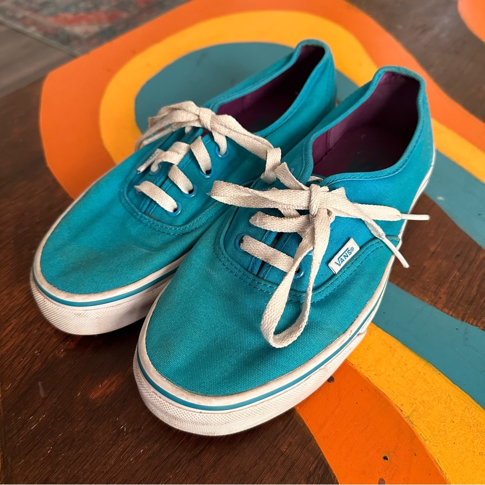 Vans Turquoise Canvas Shoes with White Accents